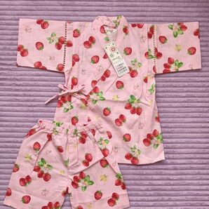 サイズ110cm 女児 イチゴ柄 ピンク キッズ 女児 夏祭り 盆踊り 新品 未使用品