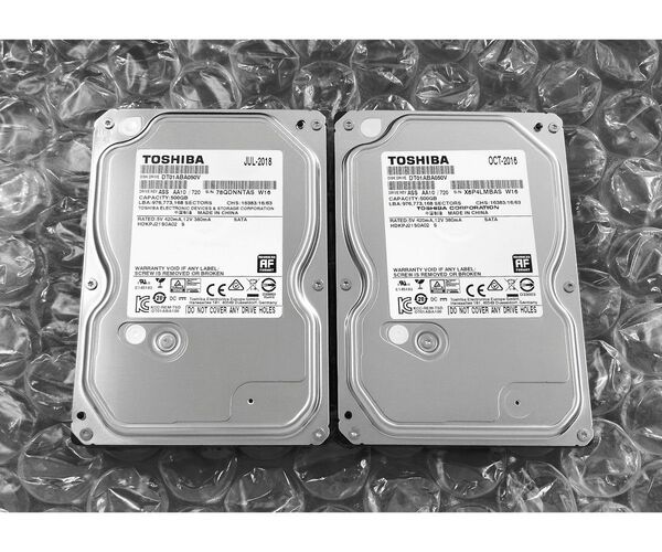 TOSHIBA DT01ABA050V 500GB 3.5インチHDD AVコマンド対応 2台