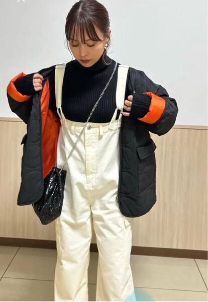 新品 megumiコラボ サス付きカーゴパンツ ホワイト しまむら サロペット M パンツ サスペンダー サロペット