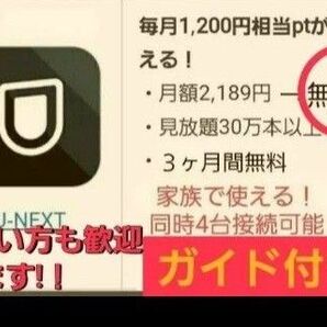 U-Next ユーネクスト 有線 3ヶ月無料+3600円ポイント付 映画 漫画 動画配信 ドラマ アニメ 株主優待よりお得!
