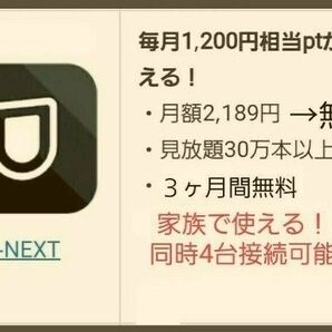 U-Next ユーネクスト 有線 3ヶ月無料+3600円ポイント付 映画 漫画 動画配信 ドラマ アニメ 株主優待よりお得!