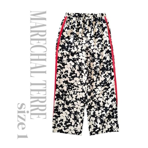 ●MARECHAL TERREマルシャルテル/ボタニカル柄サイドラインワイドパンツ/サイズ1/総柄/made in japan●