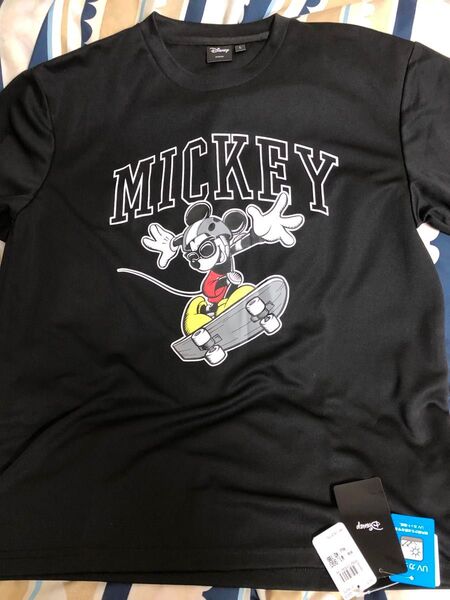 A. ミッキーマウス ディズニー ドライメッシュ半袖Tシャツ サイズL Disny スケボーミッキー