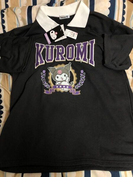 T3. サンリオ クロミ 半袖トレーナー ジップアップシャツ サイズL KUROMI