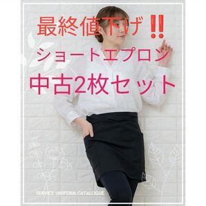 【最終値下げ】ショートエプロン 前掛け arbe T-8088 男女兼用 カフェ 飲食店 制服 ブラック
