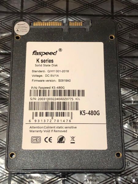 K5-480G Faspeed 2.5inch SSD K5シリーズ 480GB 中古現状品