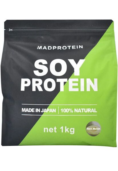 MADPROTEIN ソイプロテイン 人工甘味料不使用 国内製造 大豆 植物性プロテイン (リッチメロン, 1kg)