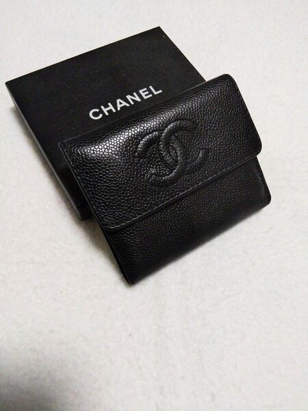 ★超美品!シャネル キャビア ココマーク 三つ折り財布★