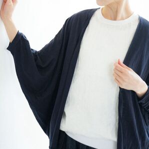 新品☆prit ヨーロッパリネン天竺 裾ゴム ドルマンスリーブカーディガン