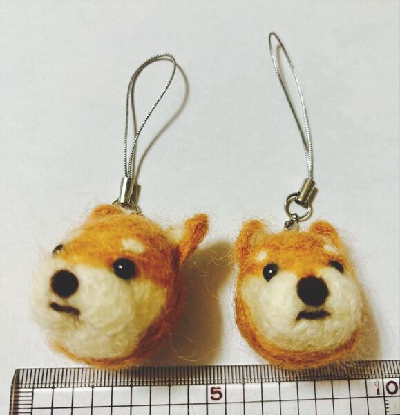 柴犬 豆柴キーホルダー 根付け 羊毛フェルト ハンドメイド チャーム
