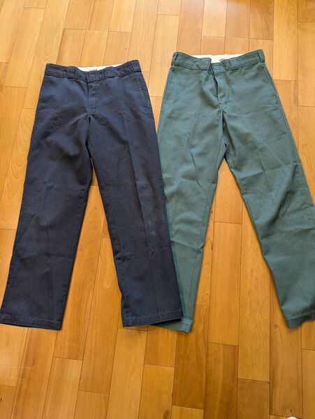 ディッキーズ 874 ネイビー グリーン 32×32 2本セット売り Dickies チノパン ワークパンツ アメカジ