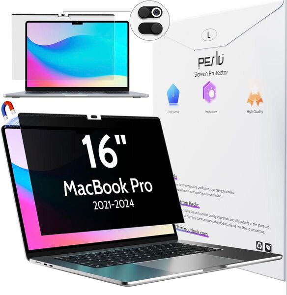 Macbook Pro 16 用マグネット覗き見防止フィルム、取り外し可能なブルーライトカット
