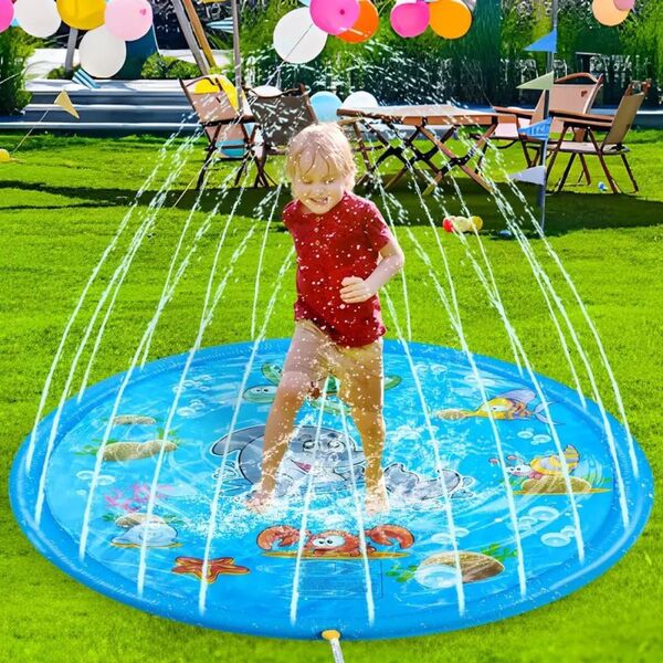「新品】夏 屋外プール 噴水マット水遊び プレイマット ビニール プール 1m