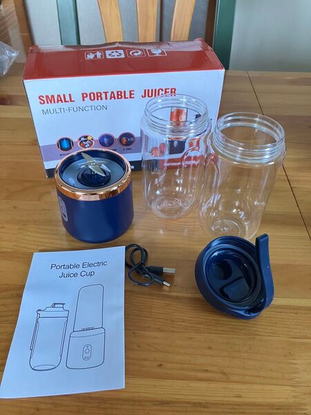 【新品】 ネイビー コードレスジューサー ミキサー 新品 充電式 ポータブル