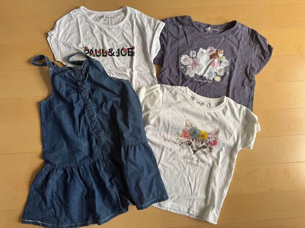 半袖Tシャツ ジャンバースカート ワンピース Tシャツ 半袖 英文字プリント UNIQLO グローバルワーク