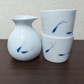 メダカ柄 蕎麦徳利と猪口セット 有田焼 祥玉