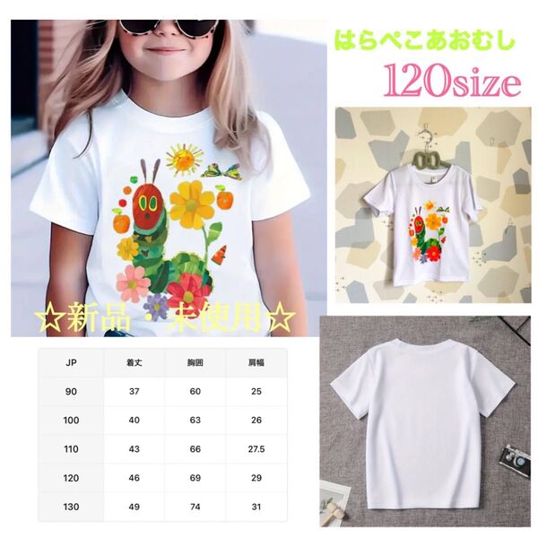 ◯新品・未使用 人気シリーズ はらぺこあおむし Tシャツ☆120size..