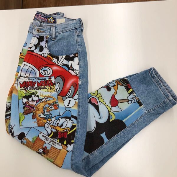 80's Disney ディズニー 公式 デニムパンツ 総柄プリント