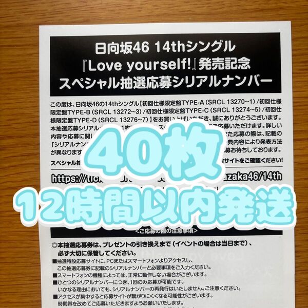 【40枚】日向坂46 Love yourself! 応募券