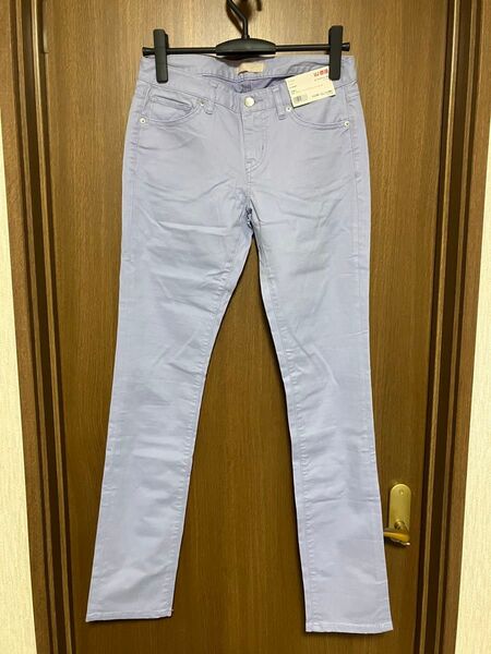 ★新品未使用★UNIQLOユニクロ★カラースキニーフィットストレートジーンズ26パープルラベンダー★