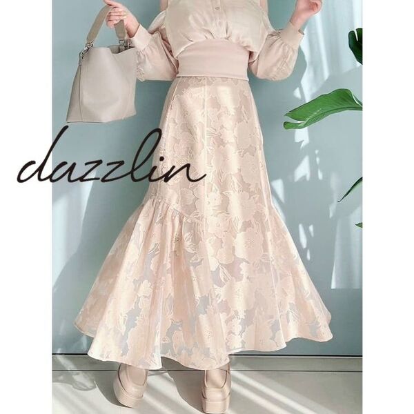 dazzlin ダズリン シアーフラワーセミフレアスカート ピンク