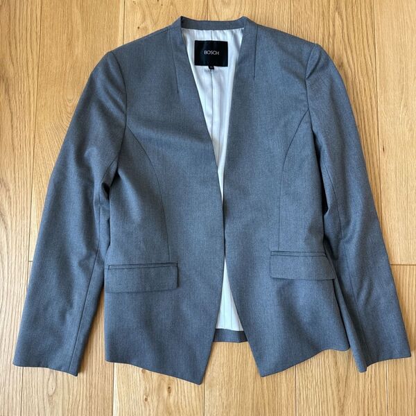 【美品】BOSCH ノーカラージャケット グレー 36 S ボッシュ