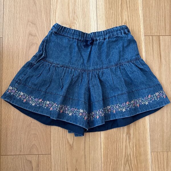 anyFAM デニムキュロット 120cm 刺繍 エニィファム キッズ ショートパンツ