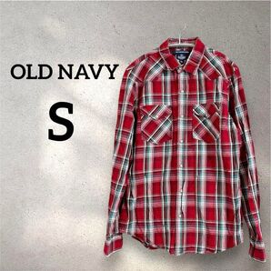 ★美品★OLD NAVY 【S】スリムフィット 長袖シャツ レッドチェック