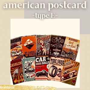 ポストカード アメリカン レトロ 車 バイク アメカジ コラージュ 紙もの ヴィンテージ風 アメリカ雑貨 アメリカンガレージ