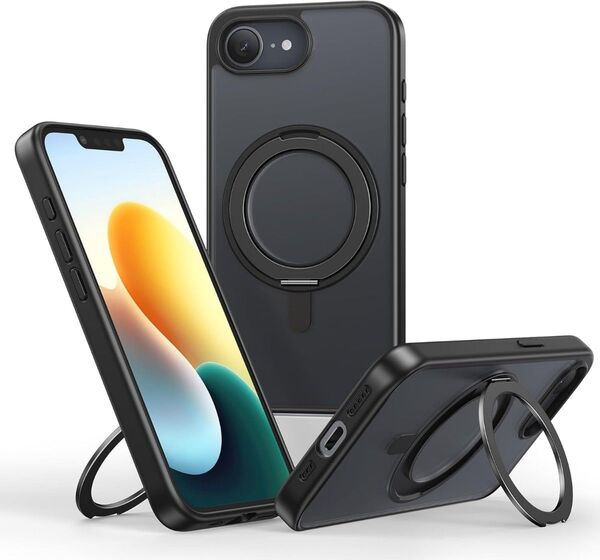 NIMASO iPhone 16e 用 ケース 縦横両対応 360°回転スタンドケース