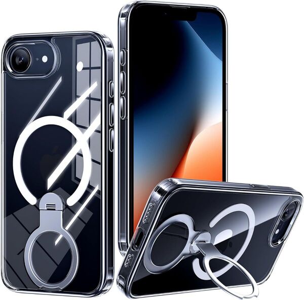 NIMASO iPhone 16e 用 ケース 縦横両対応 360°回転スタンド