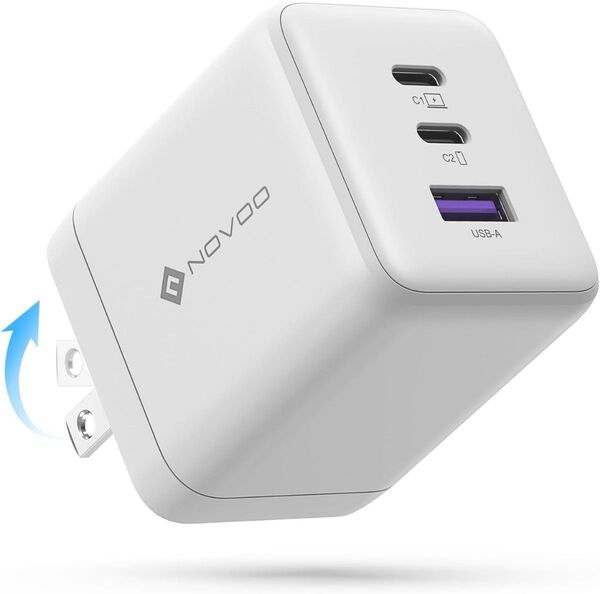 NOVOO 100W USB C充電器、MacBook充 電器、3ポートGaN III高速充 電ブロック(PD3.0、PPS対応)