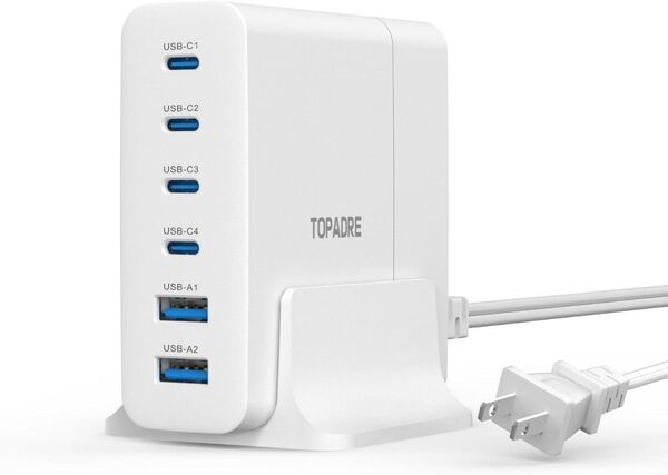 充電 器 Type-C 6ポート 急速充 電器 合計75W (USB-C x4*25W Max+USB-A x2*18W Max)