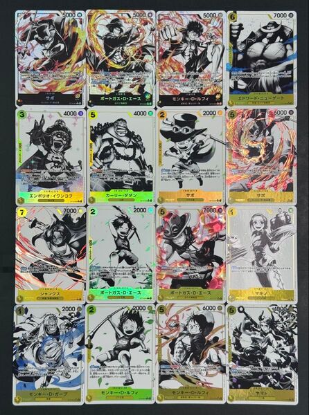 ワンピースカード 三兄弟の絆 墨絵ボーナスパックプロモカード16種類まとめ