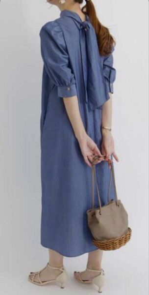 te chichi バッグリボンロングワンピース ネイビー