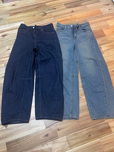 GU バレルレッグジーンズ(丈短め68cm)2本 BLUE NAVY