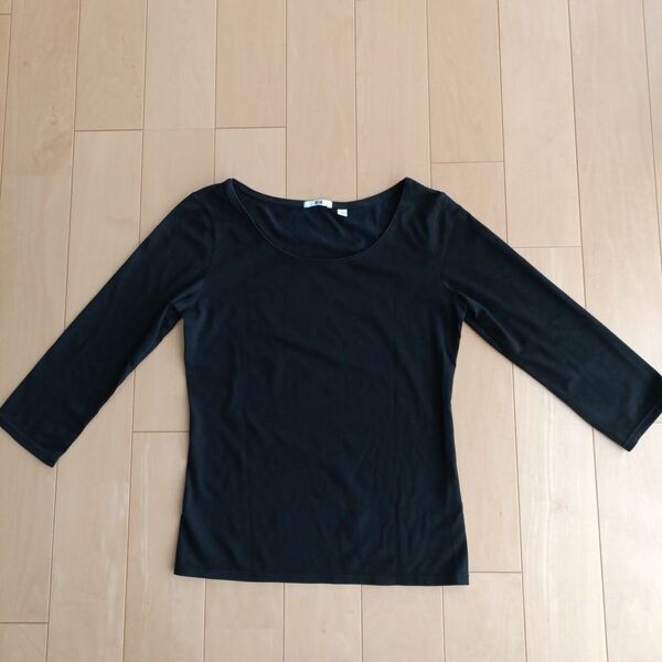 UNIQLO ユニクロ インナー七分袖Tシャツ 黒 S