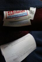 90s ヘインズ Hanes 臙脂×紺 Trading Post プリント スウェット カーディガン XS-S相当_画像10