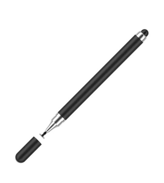 タッチペン スタイラスペン 2in1 極細 充電不要 イラスト ツムツム ゲーム タブレット スマートフォン ペン ipad 黒