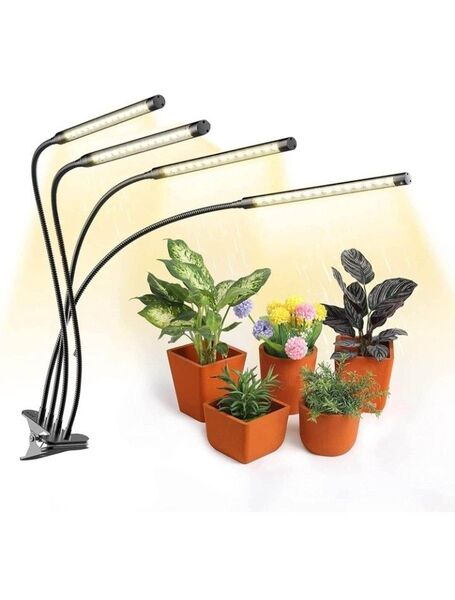 植物育成ライト,日光色 30W 60LED 植物ライト 4ヘッド 定時機能