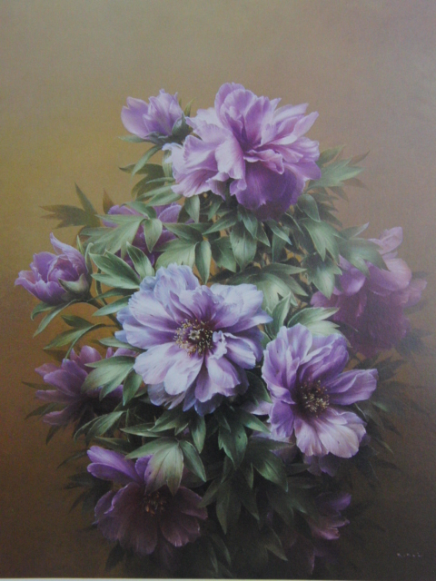 Kuniaki Doi, 【peony】, From a rare framed art book, Good condition, Brand new with frame, Japanese painter, postage included, painting, oil painting, Nature, Landscape painting