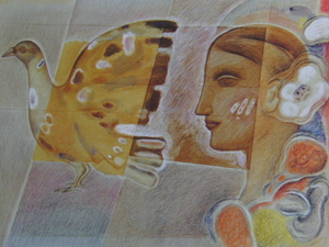 Art hand Auction 大沼辉男, [花萼], 来自罕见的装裱艺术收藏, 状况良好, 包含新框架, 日本画家, 已含邮费, 绘画, 油画, 肖像