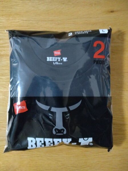ヘインズ ビーフィー 2枚組 メンズ Tシャツ 半袖 無地 クルーネック 黒L