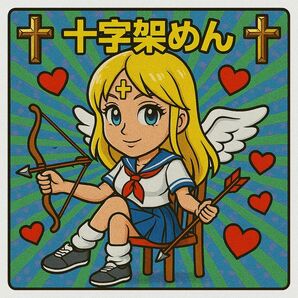 #十字架天使めん(自作シール)