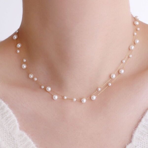 パールネックレス パール ネックレス サージカルステンレス 316L 18k 18kgp