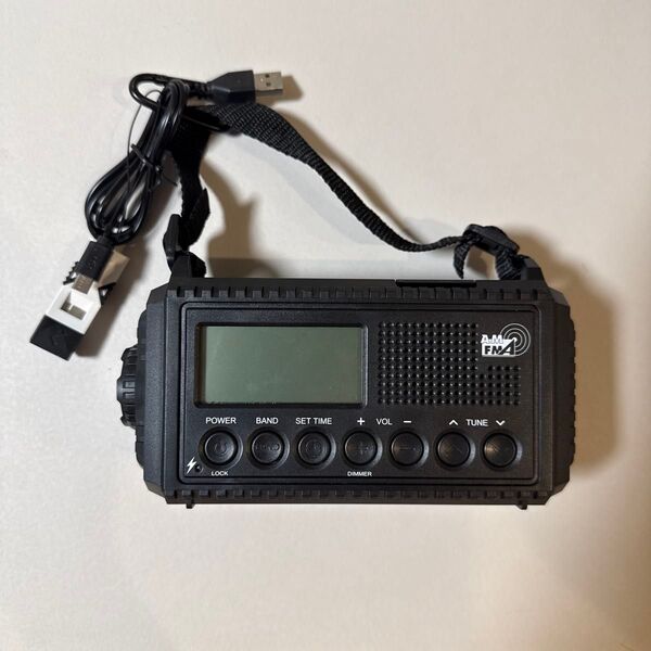 AM/FMラジオ ブラック ポータブルラジオ 防災グッズ
