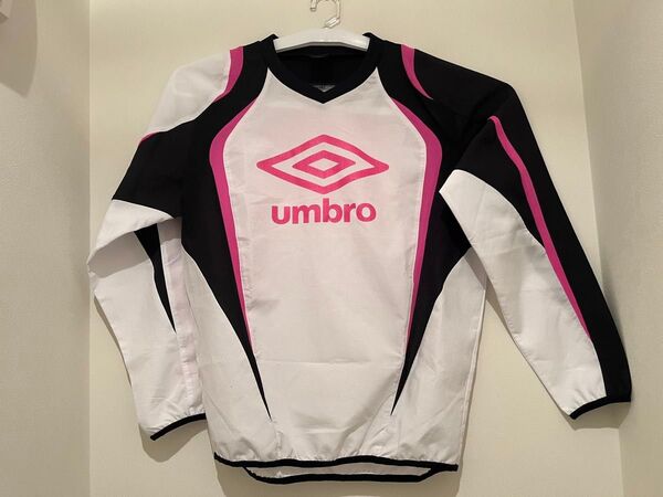 アンブロ 長袖 トレーニングウェア(Mサイズ)ホワイト×ブラック×ピンク サッカー ジャケット UBS4226