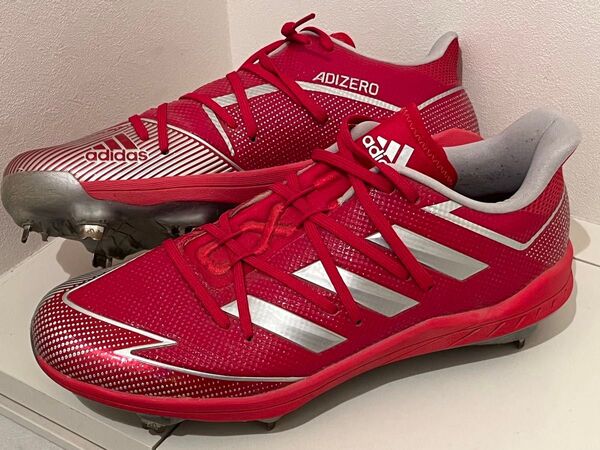 adidas 野球 スパイク(27.0cm)レッド×シルバー 金具 アディダス