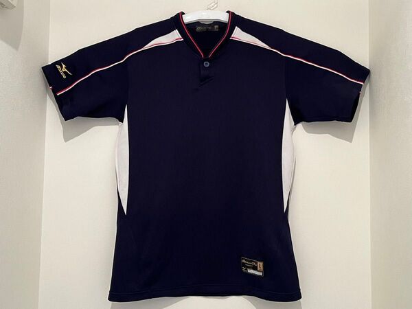 ミズノプロ 野球 練習着(Lサイズ)プラクティスシャツ 半袖 Tシャツネイビー×ホワイト×レッド