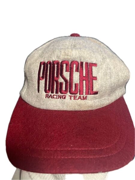 PORSCHE Racing team CAP 90s ポルシェ キャップ 帽子 メッシュ ビンテージ グレー レッド
